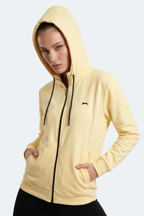 Slazenger FLORES Kadın Kapüşonlu Sarı Sweatshırt