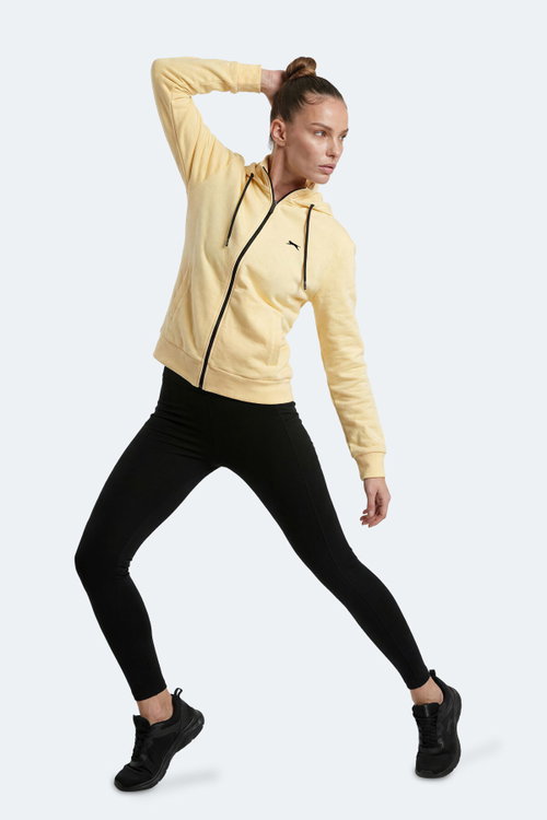 Slazenger FLORES Kadın Kapüşonlu Sarı Sweatshırt