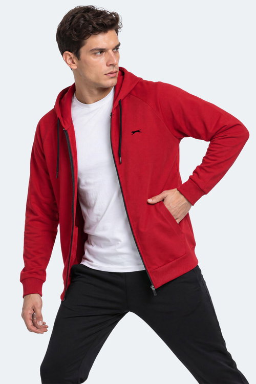 Slazenger FREEWILL Erkek Kapüşonlu Cepli Bordo Sweatshırt