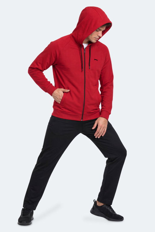 Slazenger FREEWILL Erkek Kapüşonlu Cepli Bordo Sweatshırt