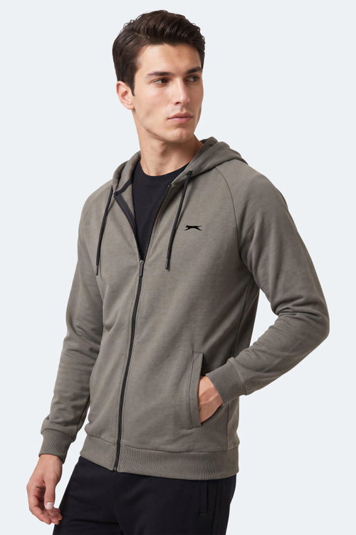 Slazenger FREEWILL Erkek Kapüşonlu Cepli Haki Sweatshırt