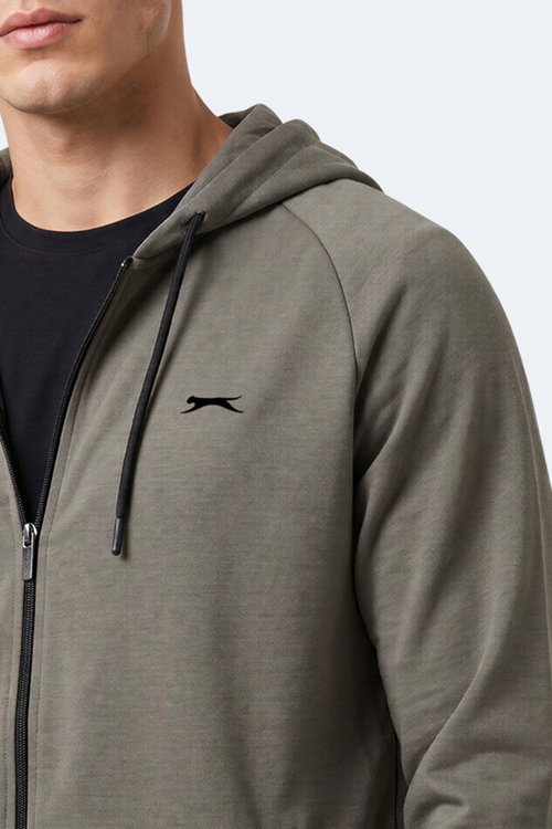 Slazenger FREEWILL Erkek Kapüşonlu Cepli Haki Sweatshırt