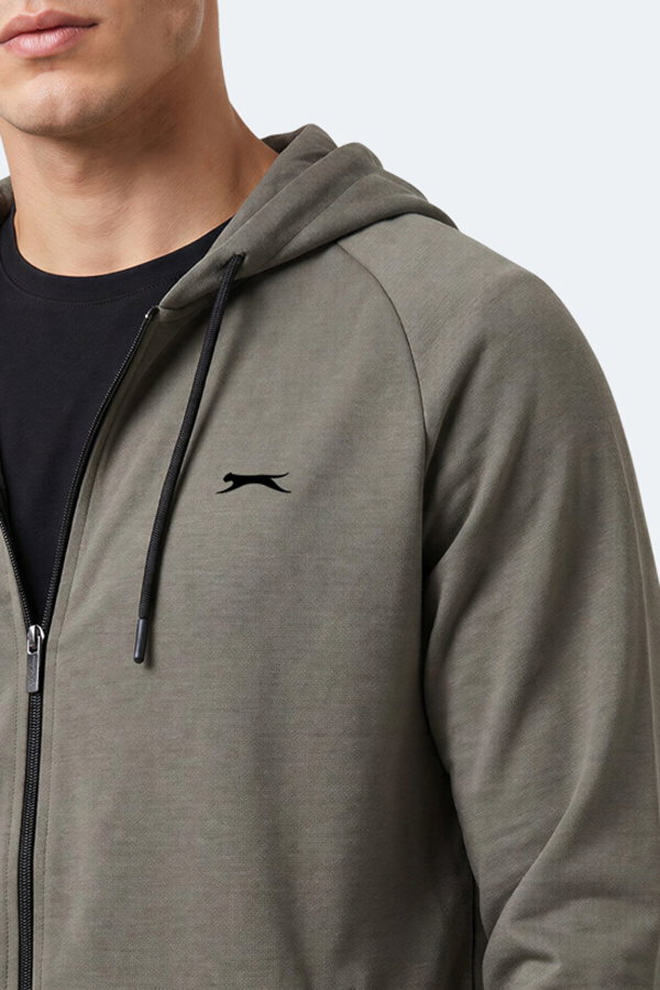 Slazenger FREEWILL Erkek Kapüşonlu Cepli Haki Sweatshırt