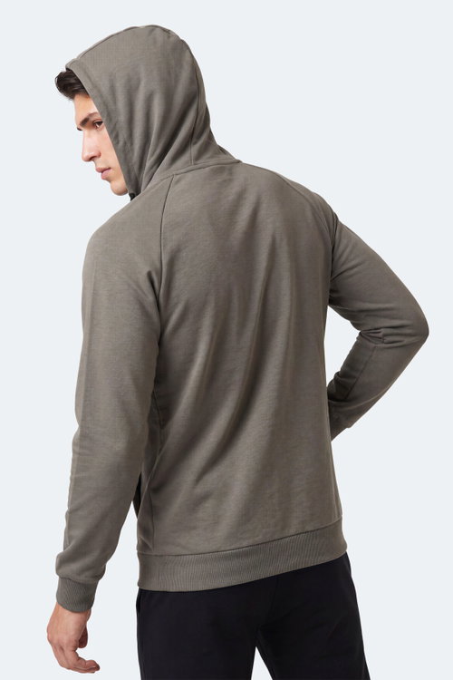 Slazenger FREEWILL Erkek Kapüşonlu Cepli Haki Sweatshırt