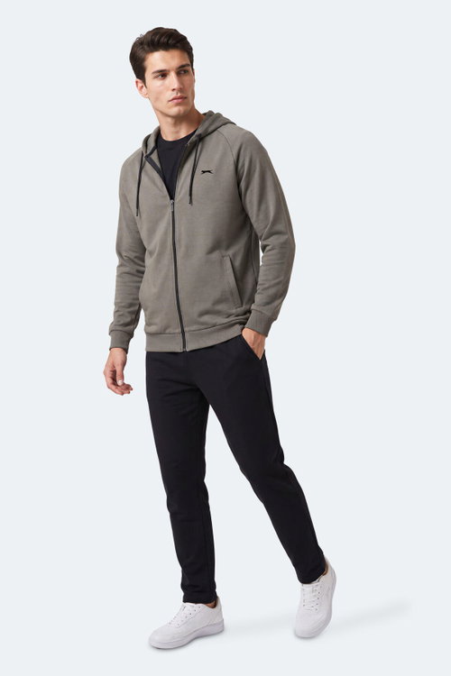 Slazenger FREEWILL Erkek Kapüşonlu Cepli Haki Sweatshırt