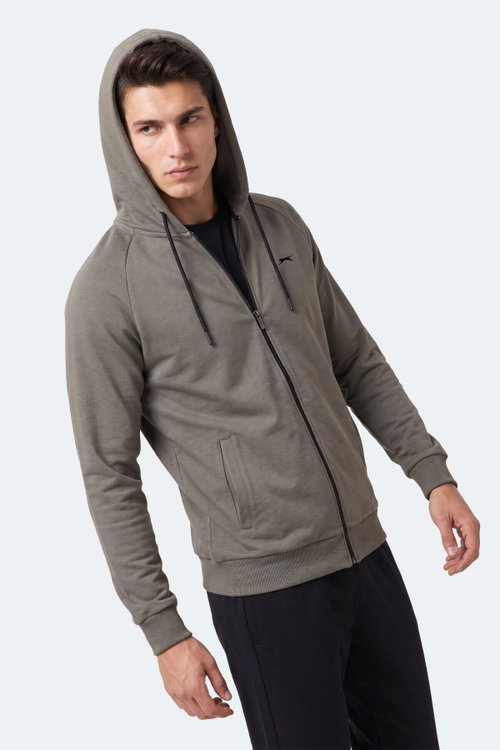 Slazenger FREEWILL Erkek Kapüşonlu Cepli Haki Sweatshırt