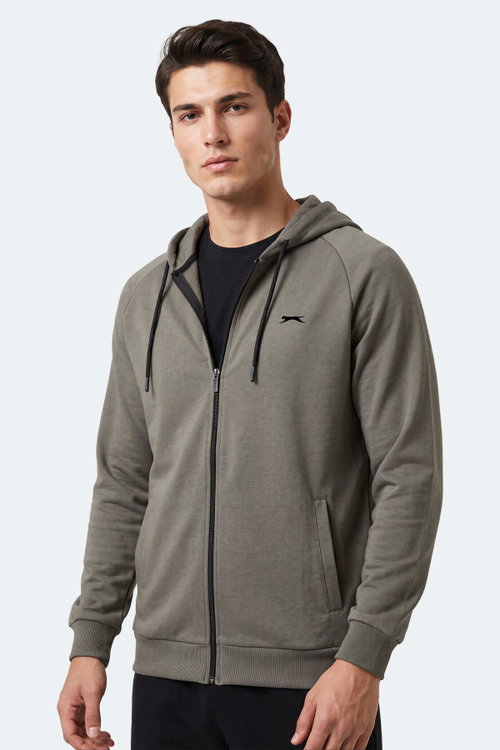 Slazenger FREEWILL Erkek Kapüşonlu Cepli Haki Sweatshırt