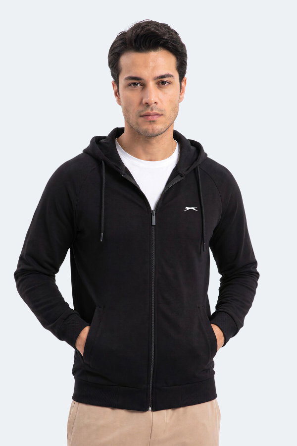 Slazenger FREEWILL Erkek Kapüşonlu Cepli Siyah Sweatshırt
