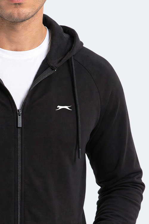 Slazenger FREEWILL Erkek Kapüşonlu Cepli Siyah Sweatshırt