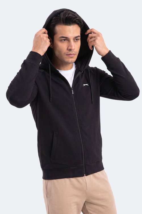 Slazenger FREEWILL Erkek Kapüşonlu Cepli Siyah Sweatshırt