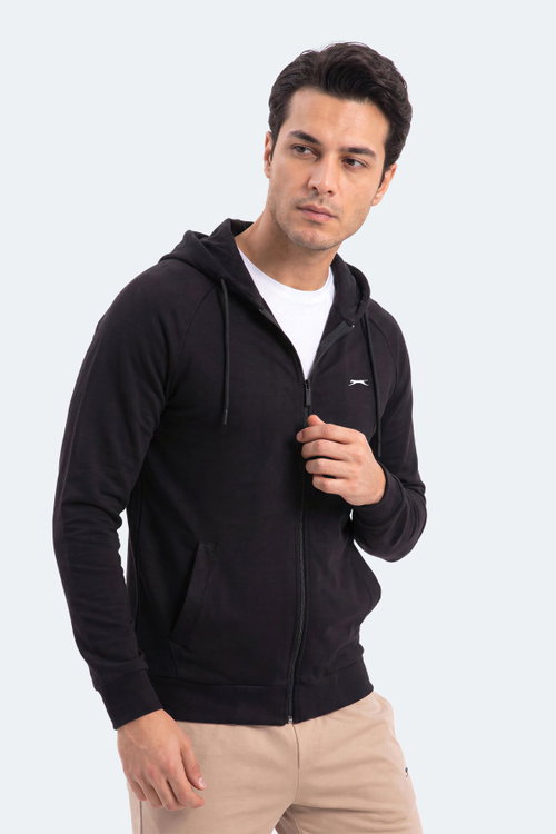Slazenger FREEWILL Erkek Kapüşonlu Cepli Siyah Sweatshırt
