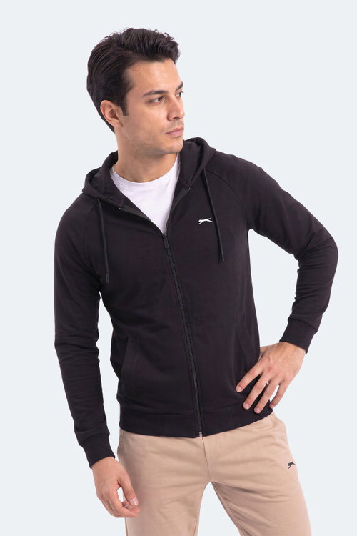 Slazenger FREEWILL Erkek Kapüşonlu Cepli Siyah Sweatshırt