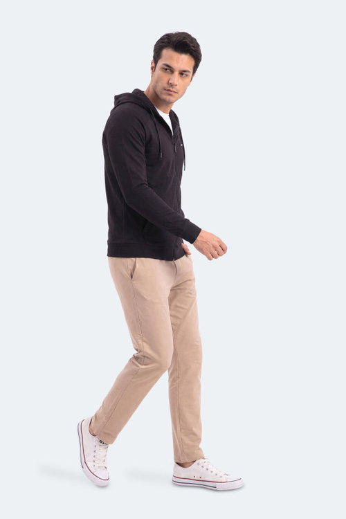 Slazenger FREEWILL Erkek Kapüşonlu Cepli Siyah Sweatshırt