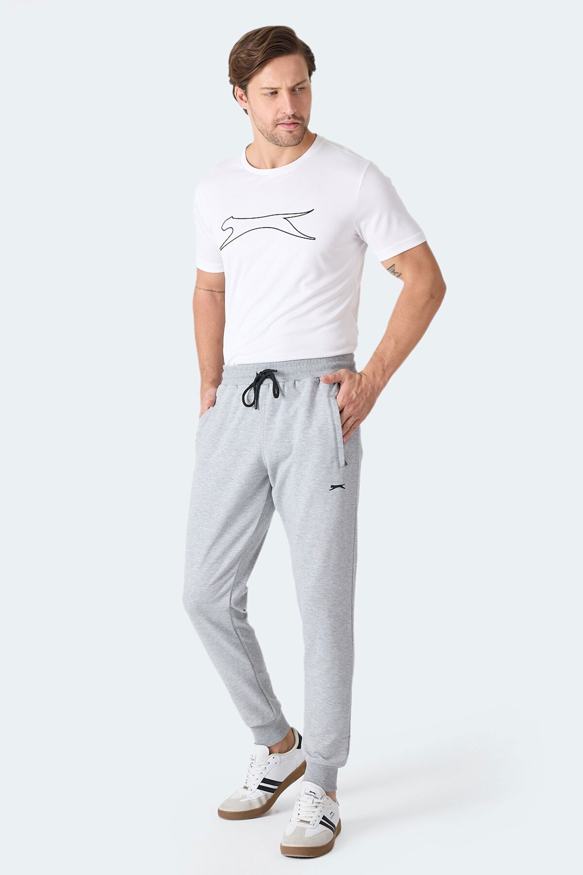 Slazenger FRENZY Erkek Fermuar Cepli Gri Eşofman Altı - Thumbnail