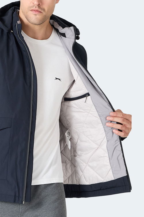 Slazenger GRAVEL Erkek Kapüşonlu Lacivert Mont & Kaban