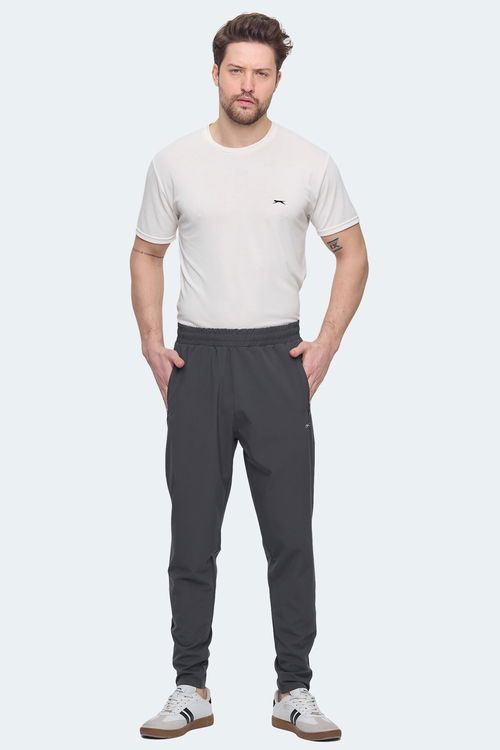 Slazenger GRIET 2 Lİ SET Erkek Fermuar Cepli Dar Paça Siyah - Koyu Gri Eşofman Altı