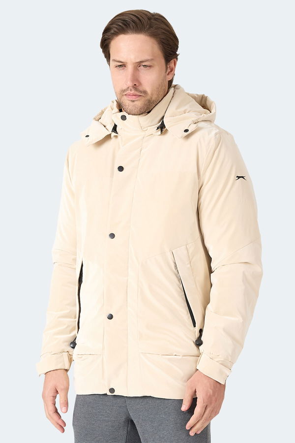 Slazenger GRIM Erkek Çıkarılabilir Kapişonlu Bej Mont & Kaban