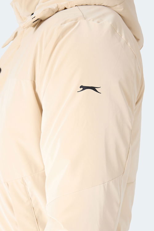 Slazenger GRIM Erkek Çıkarılabilir Kapişonlu Bej Mont & Kaban