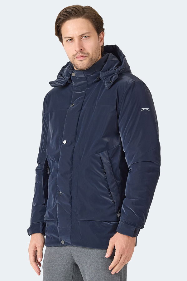 Slazenger GRIM Erkek Çıkarılabilir Kapişonlu Lacivert Mont & Kaban
