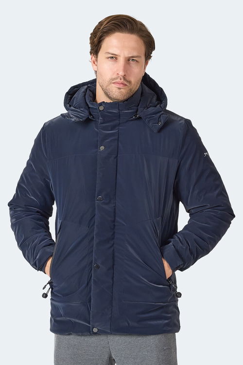 Slazenger GRIM Erkek Çıkarılabilir Kapişonlu Lacivert Mont & Kaban