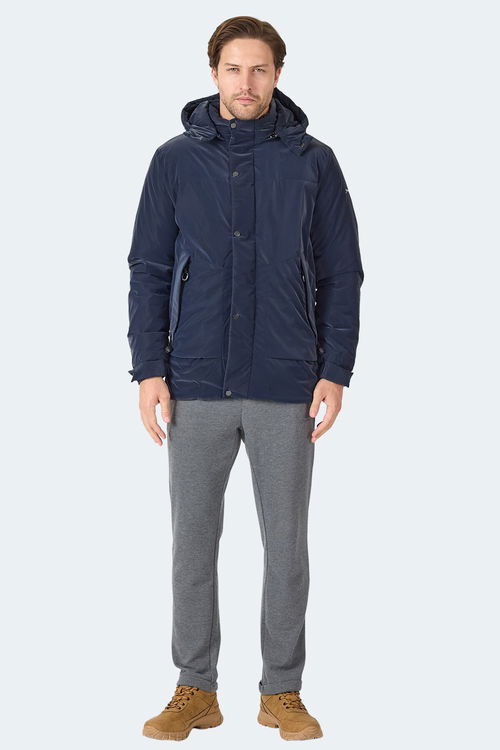 Slazenger GRIM Erkek Çıkarılabilir Kapişonlu Lacivert Mont & Kaban