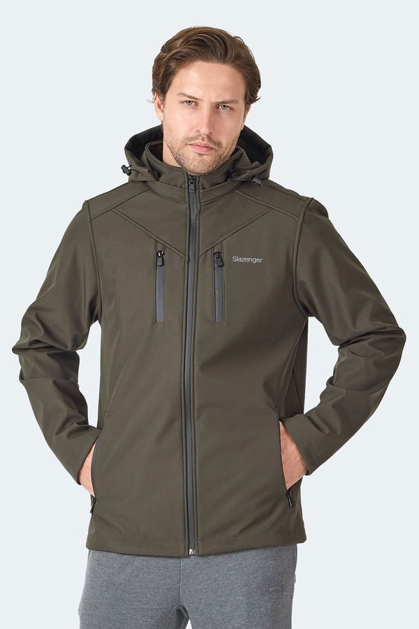 Slazenger HA-YUN Erkek Kapüşonlu Haki Mont & Kaban