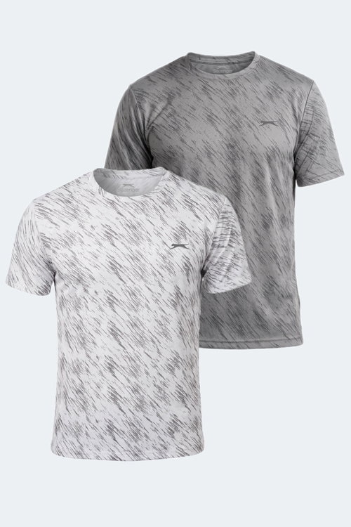 Slazenger HADY I 2 Lİ SET Erkek Koyu Gri - Beyaz Tişört