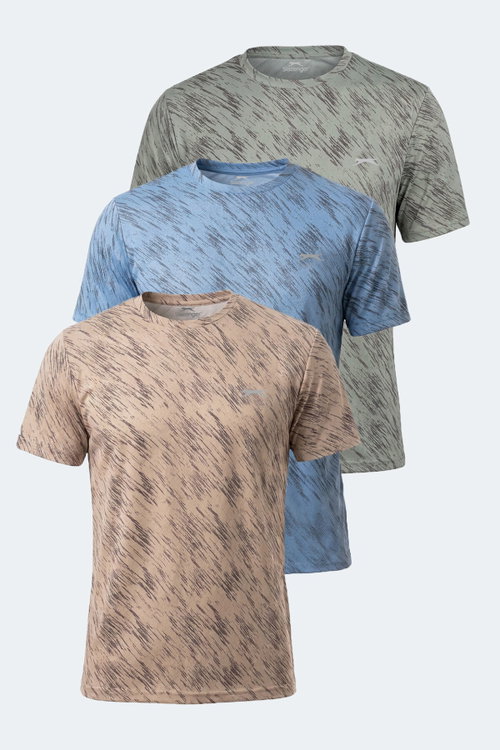 Slazenger HADY I 3 LÜ SET Erkek Bej - Mavi - Nane Tişört