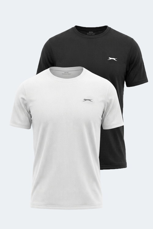 Slazenger HARDFLEX 2 Lİ SET Erkek Beyaz - Siyah Tişört