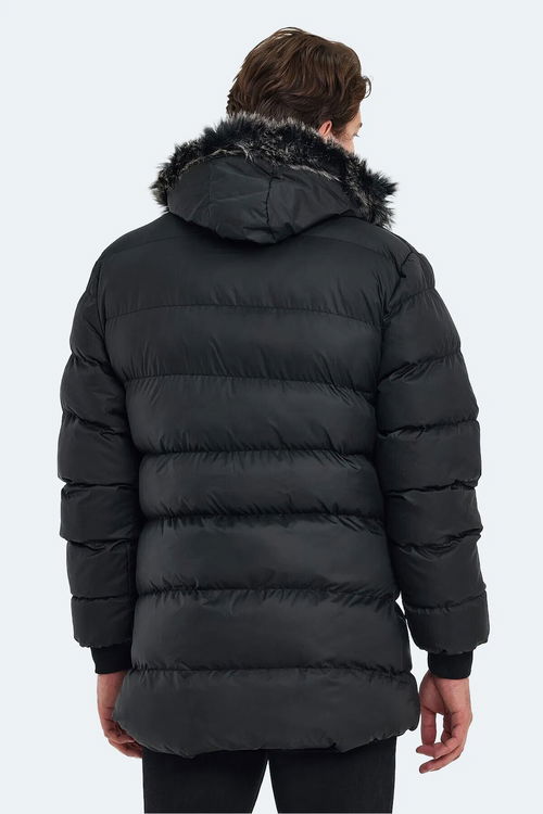 Slazenger HARSHAL IN Erkek Kapüşonlu Şişme Siyah Mont & Kaban