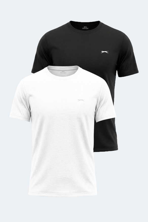 Slazenger HAUNTED 2 Lİ SET Erkek Beyaz - Siyah Tişört
