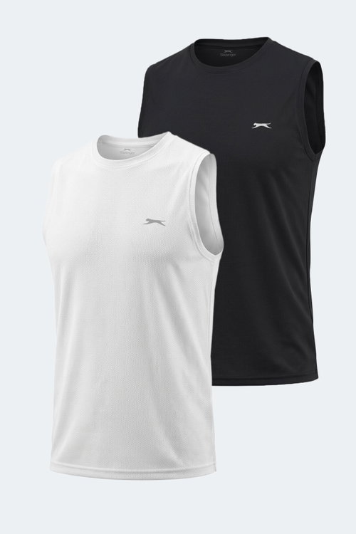 Slazenger HAZZAR I 2 Lİ SET Erkek Beyaz - Siyah Tişört