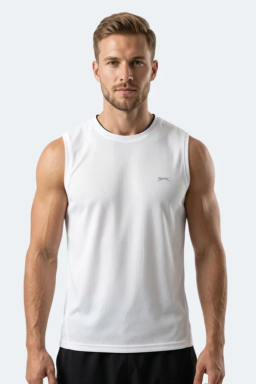 Slazenger HAZZAR I Erkek Kolsuz Beyaz Tişört