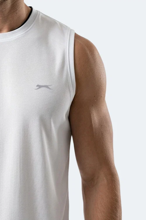 Slazenger HAZZAR I Erkek Kolsuz Beyaz Tişört
