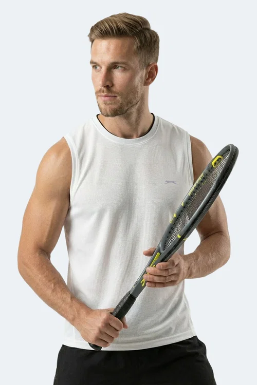 Slazenger HAZZAR I Erkek Kolsuz Beyaz Tişört