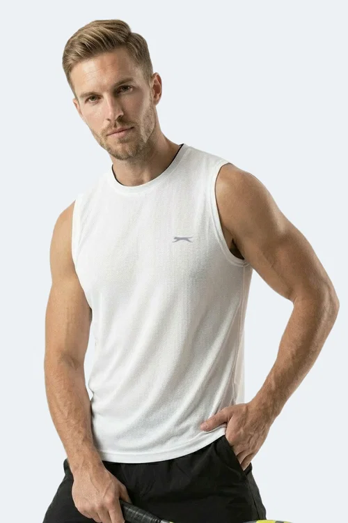 Slazenger HAZZAR I Erkek Kolsuz Beyaz Tişört