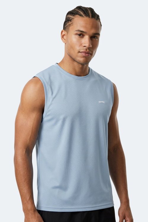 Slazenger HAZZAR I Erkek Kolsuz Açık Mavi Tişört