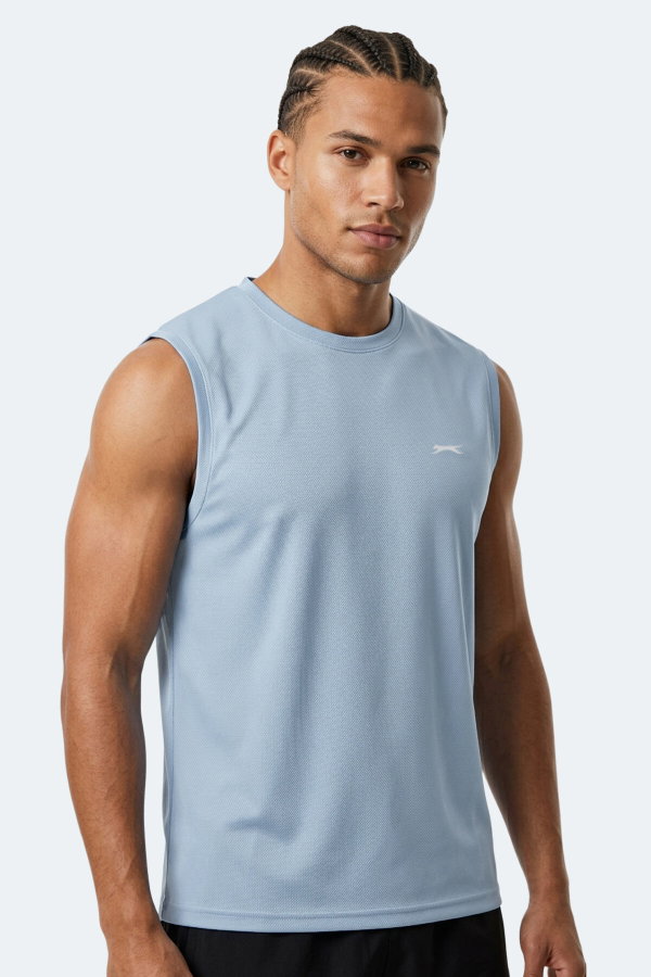 Slazenger HAZZAR I Erkek Kolsuz Açık Mavi Tişört