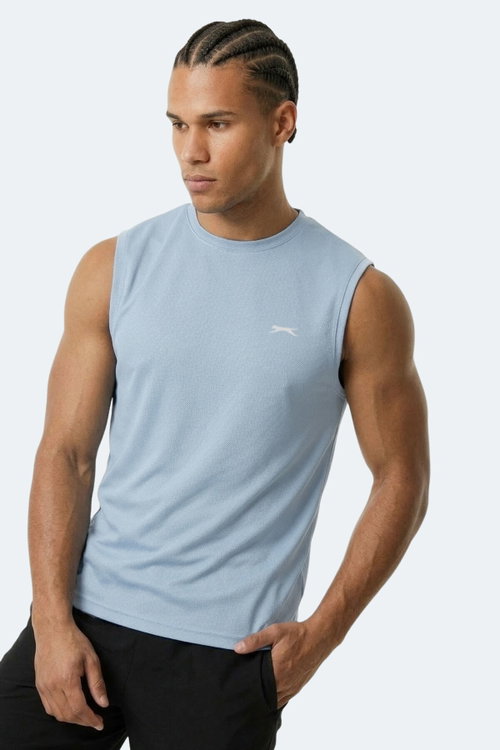 Slazenger HAZZAR I Erkek Kolsuz Açık Mavi Tişört