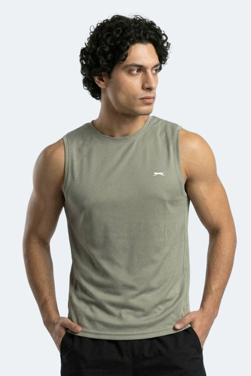 Slazenger HAZZAR I Erkek Kolsuz Haki Tişört