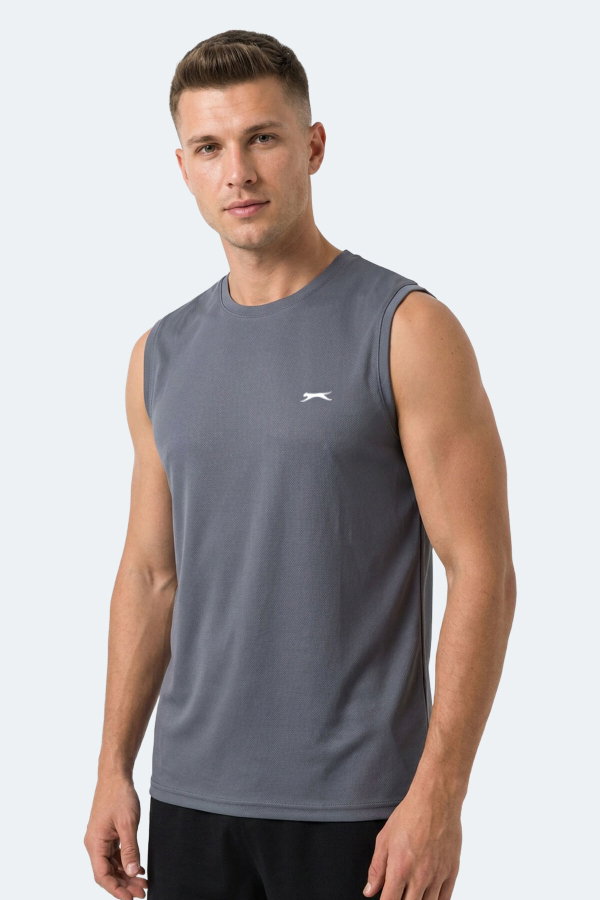 Slazenger HAZZAR I Erkek Kolsuz Koyu Gri Tişört