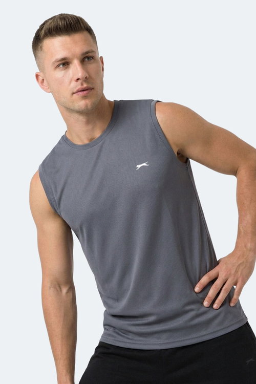 Slazenger HAZZAR I Erkek Kolsuz Koyu Gri Tişört