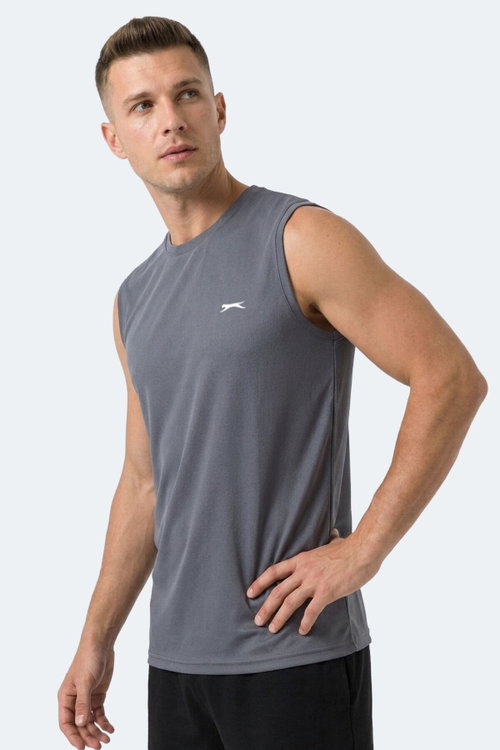 Slazenger HAZZAR I Erkek Kolsuz Koyu Gri Tişört