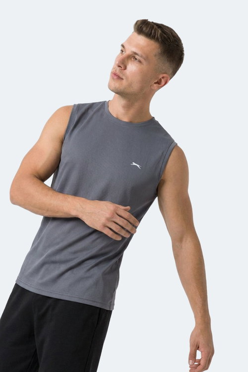 Slazenger HAZZAR I Erkek Kolsuz Koyu Gri Tişört