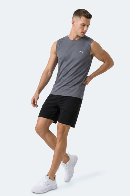 Slazenger HAZZAR I Erkek Kolsuz Koyu Gri Tişört