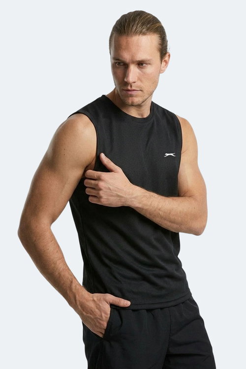 Slazenger HAZZAR I Erkek Kolsuz Siyah Tişört