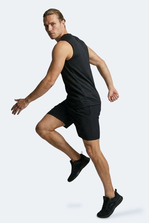 Slazenger HAZZAR I Erkek Kolsuz Siyah Tişört