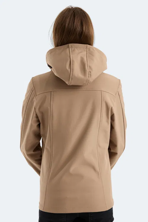 Slazenger HEAT CONTROL Kadın Çıkarılabilir Kapüşonlu Bej Mont & Kaban