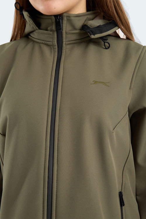 Slazenger HEAT CONTROL Kadın Çıkarılabilir Kapüşonlu Haki Mont & Kaban