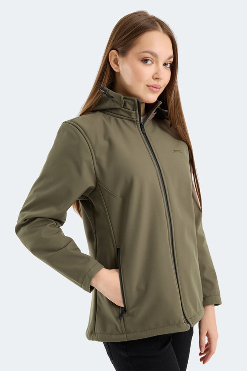 Slazenger HEAT CONTROL Kadın Çıkarılabilir Kapüşonlu Haki Mont & Kaban